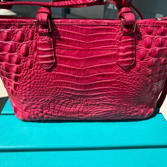Brahmin Rich Rouge Pink Embossed Tote-Carryall—EUC - Picture 3 of 15